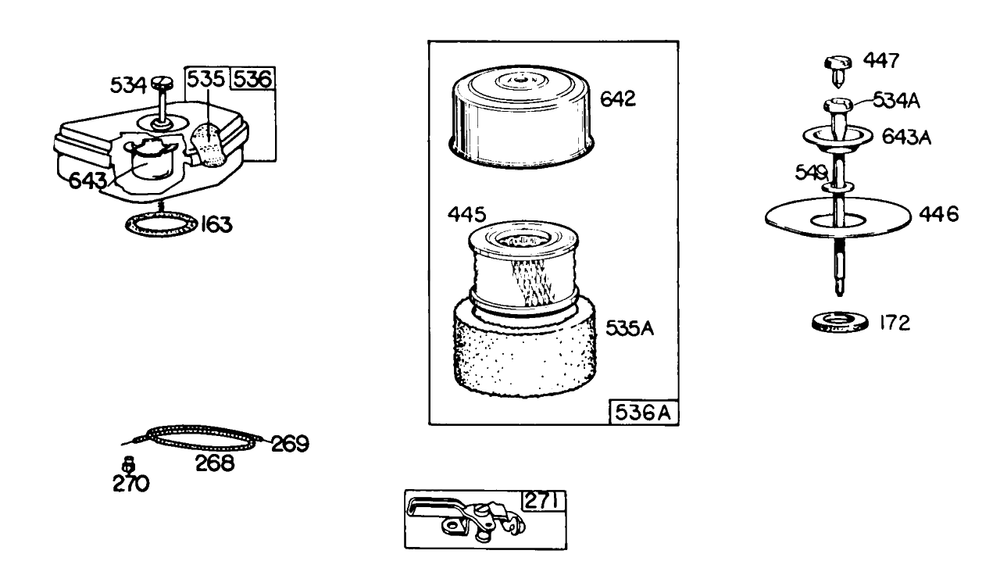 Air Cleaner Groups Diagram and Parts List for 110905-0357-XX  Briggs and Stratton Engine